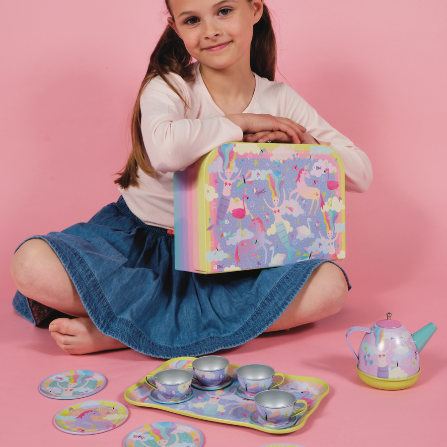 Musical Tin Tea Set 15 Piece - Fantasy