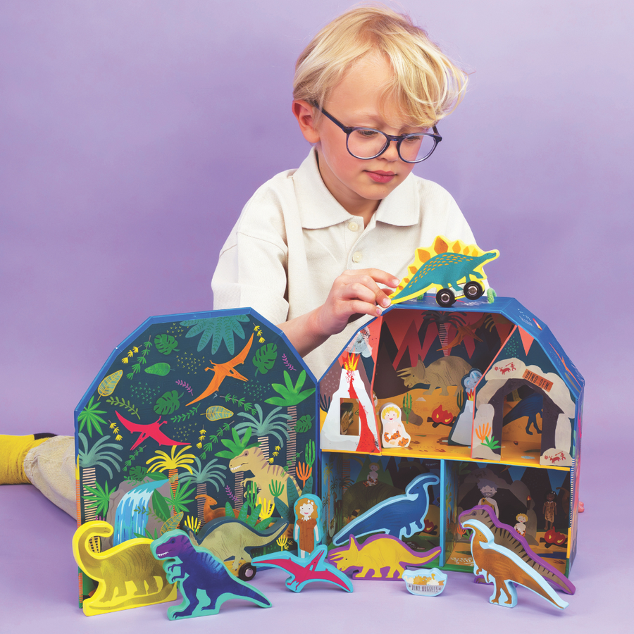 Playbox with Wooden Pieces - Dinosaur