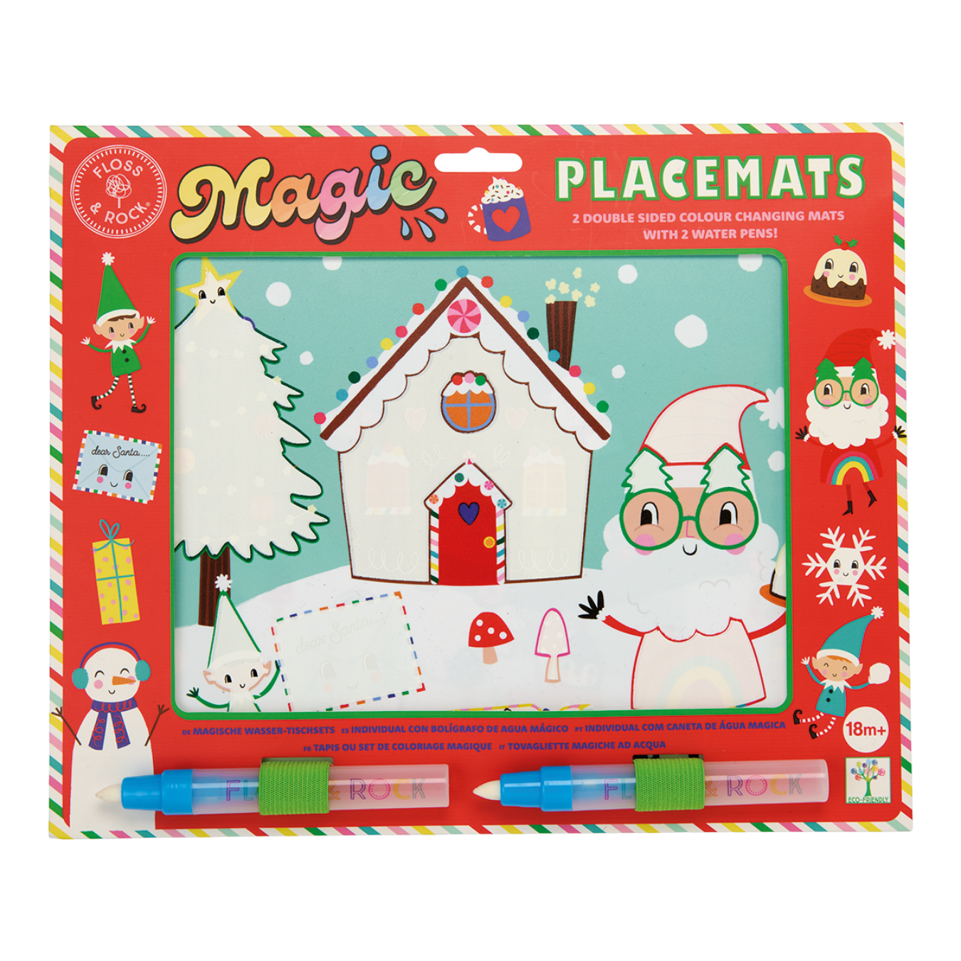 Magic Water Placemat (Christmas) | Reusable Children's Drawing Mat | Floss & Rock