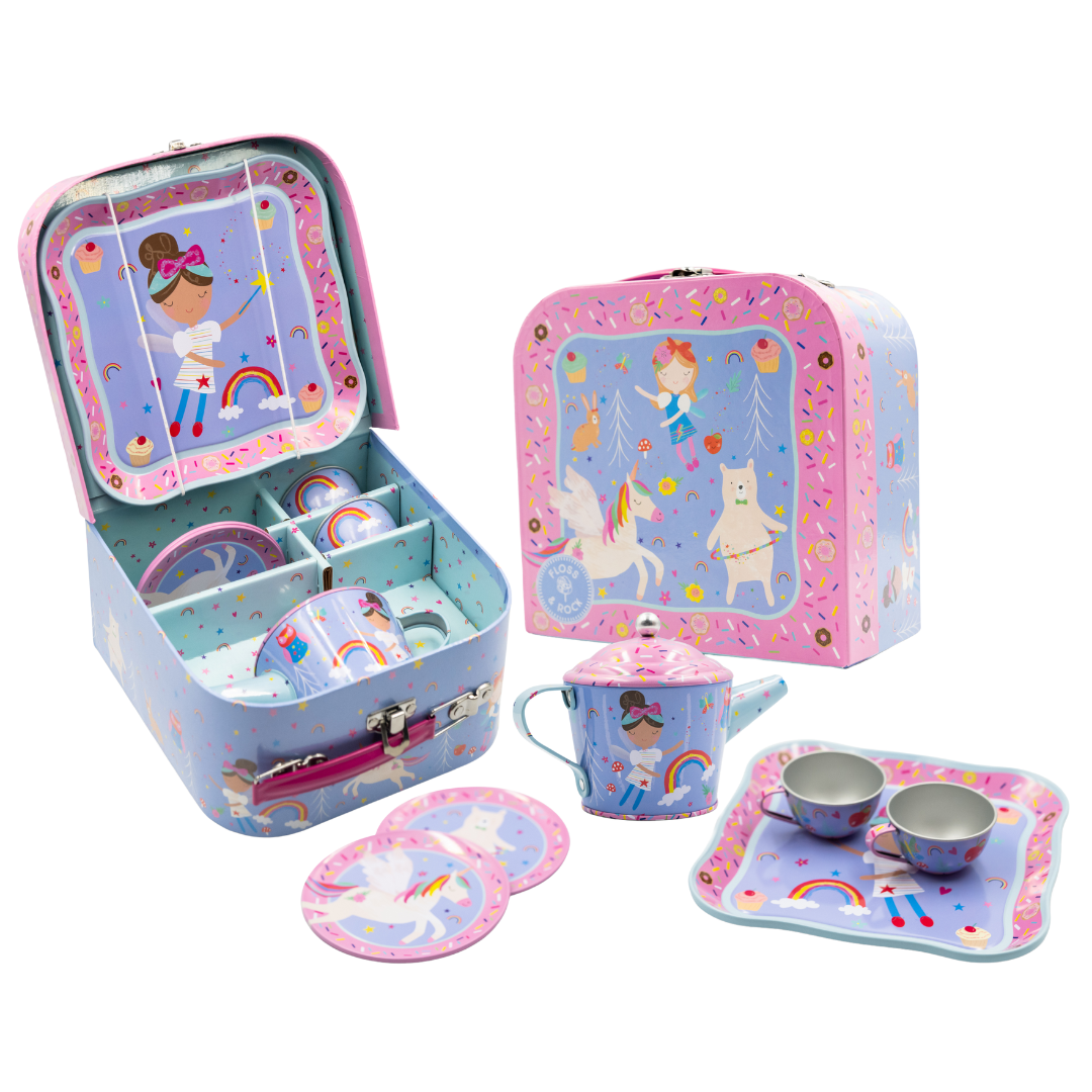 Tin Tea Set 7 Piece - Rainbow Fairy