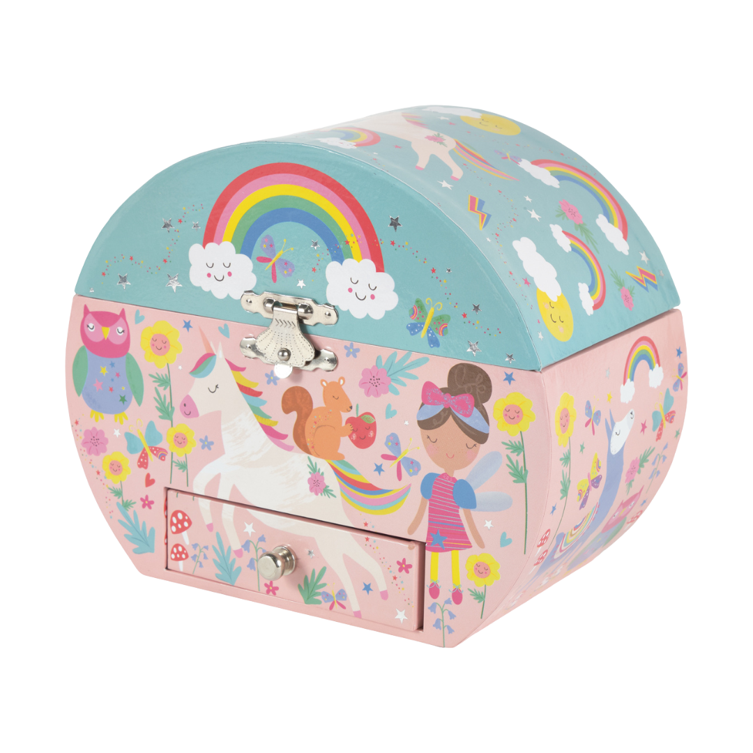 Musical Jewellery Box Oval Shape - Rainbow Fairy