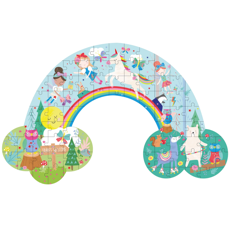 80 Piece "Rainbow" Shaped Jigsaw with Shaped Box - Rainbow Fairy