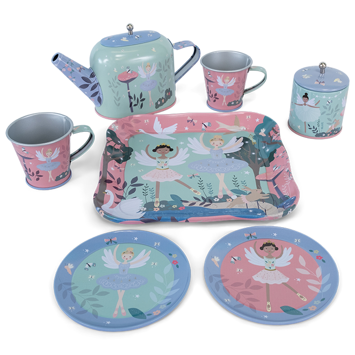 9 Piece Tin Tea Set Enchanted Eco friendly gifts toys for