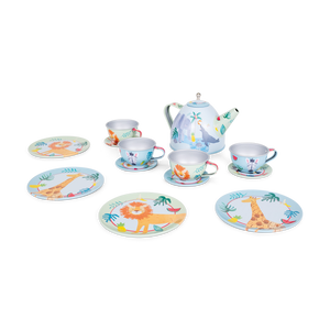 14pc Tin Tea Set - Jungle