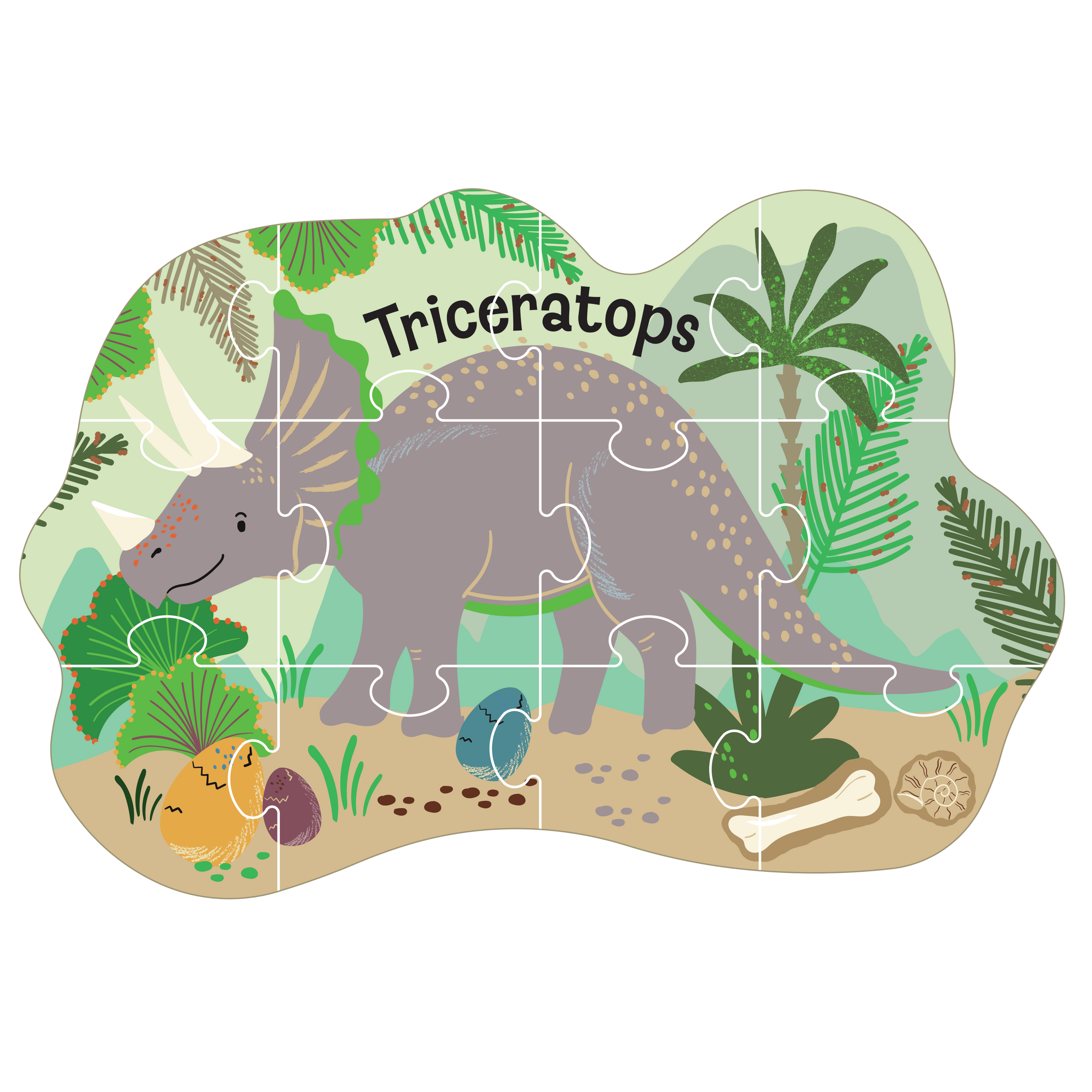 12-piece Shaped Puzzle - Dino