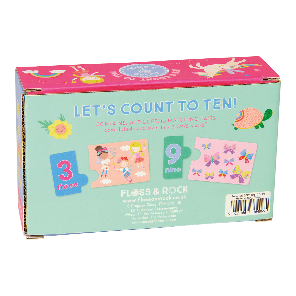 Count to ten game - children's educational travel toy game - Rainbow Fairy design