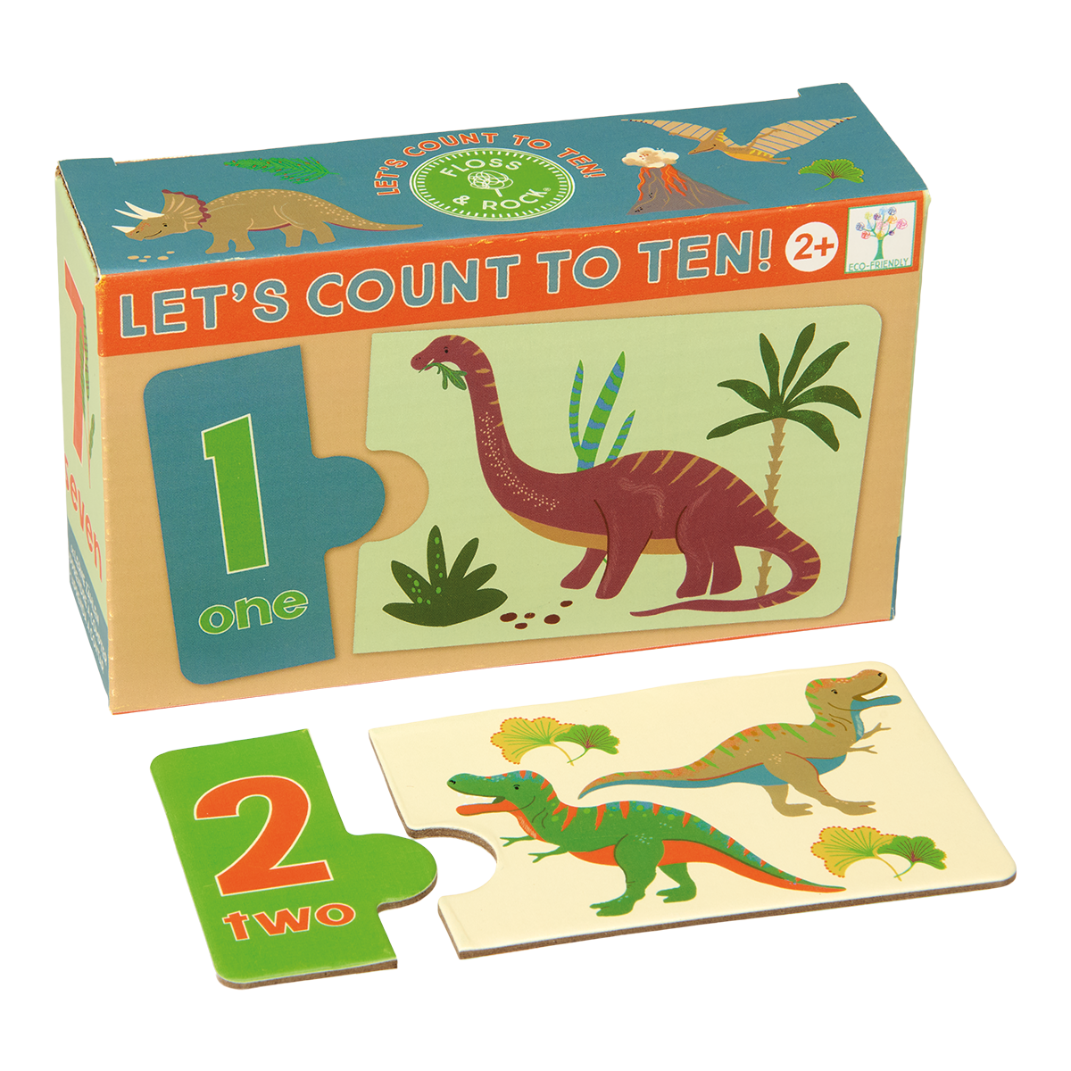 Count to ten game - children's educational travel toy game - Dinosaur design