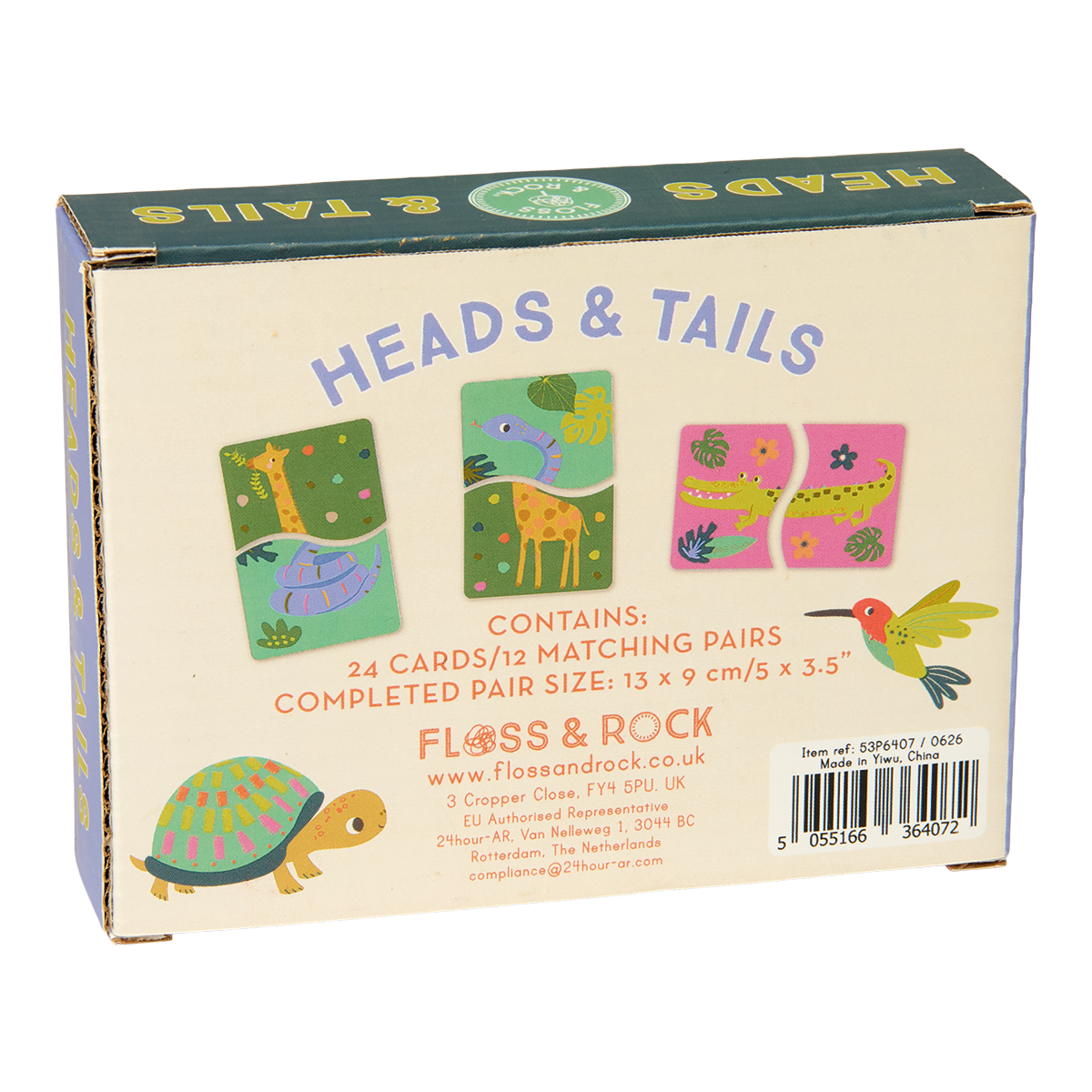 Heads & Tails game - children's educational travel toy game - Jungle design