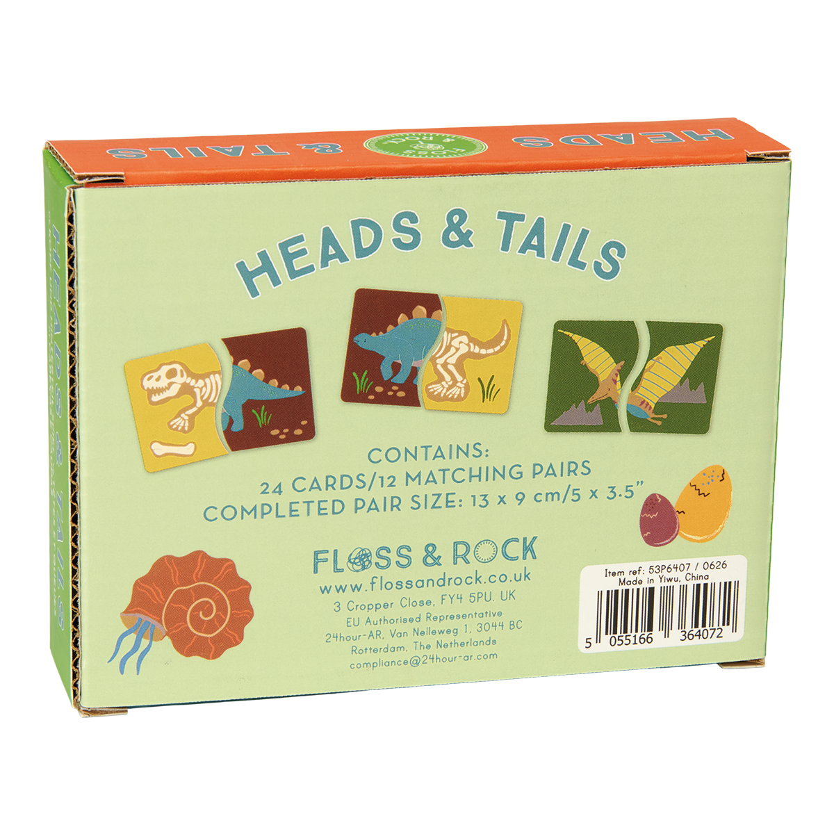 Heads & Tails game - children's educational travel toy game - Dinosaur design