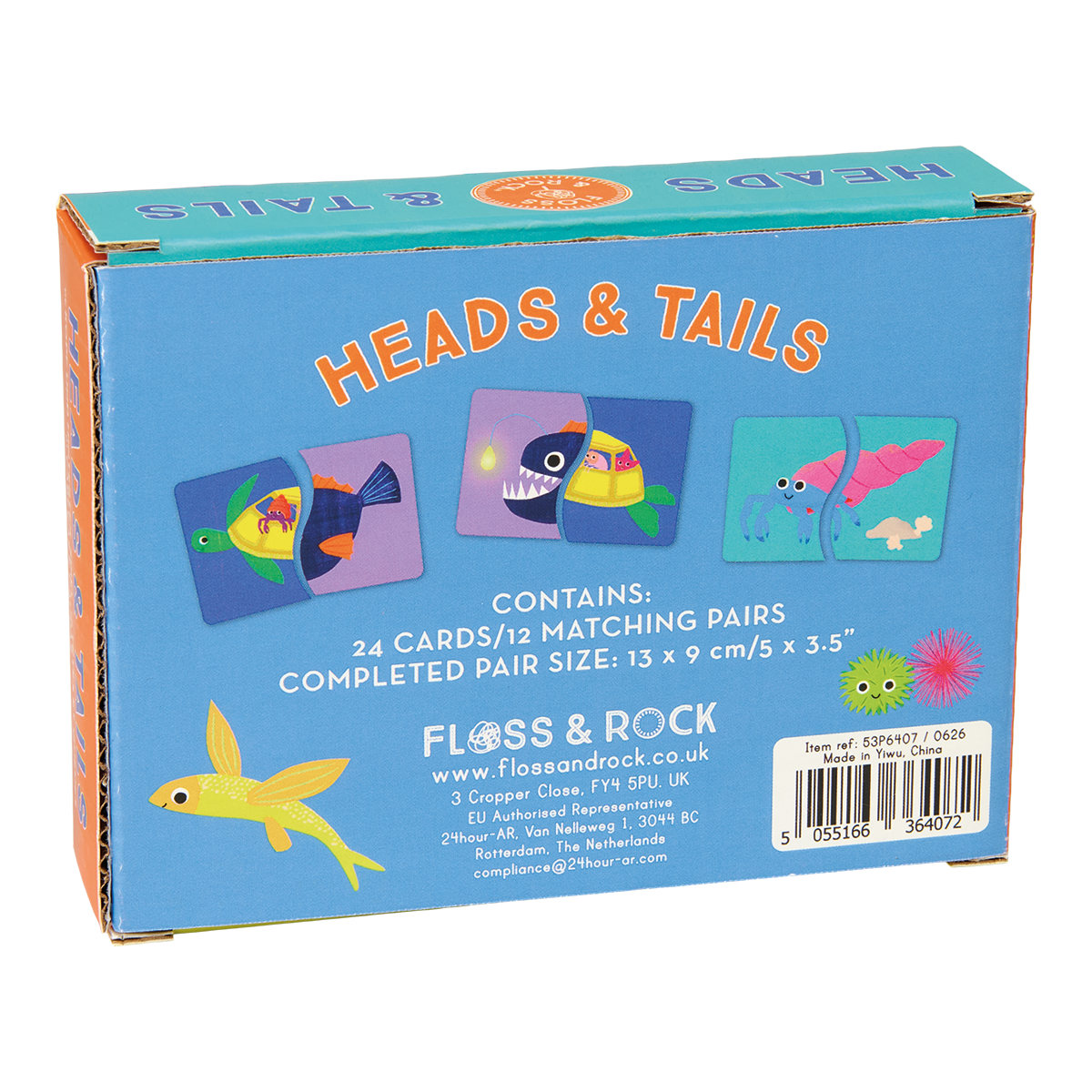 Heads & Tails game - children's educational travel toy game - Ocean design