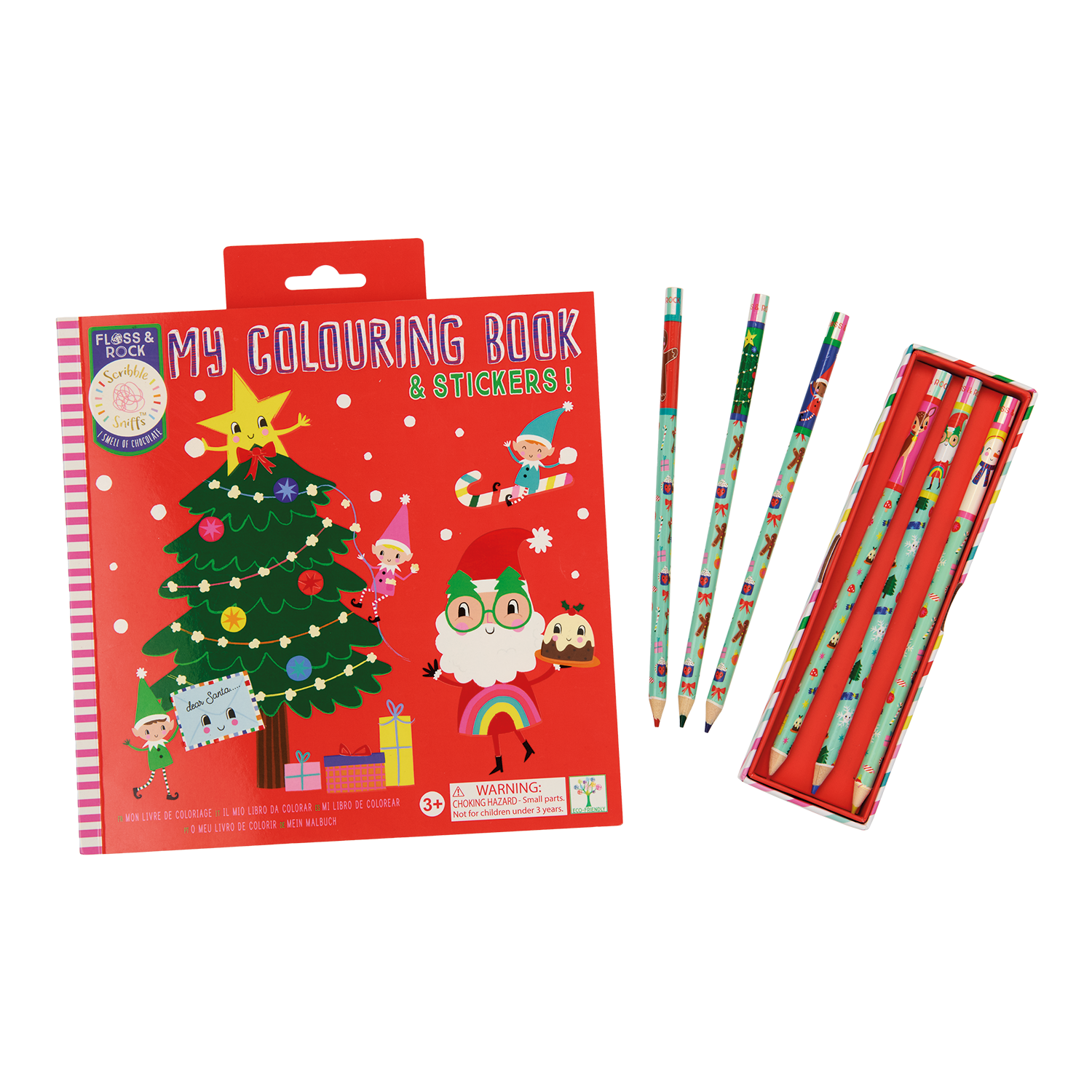 Colouring book with stickers and scented cover - Christmas design