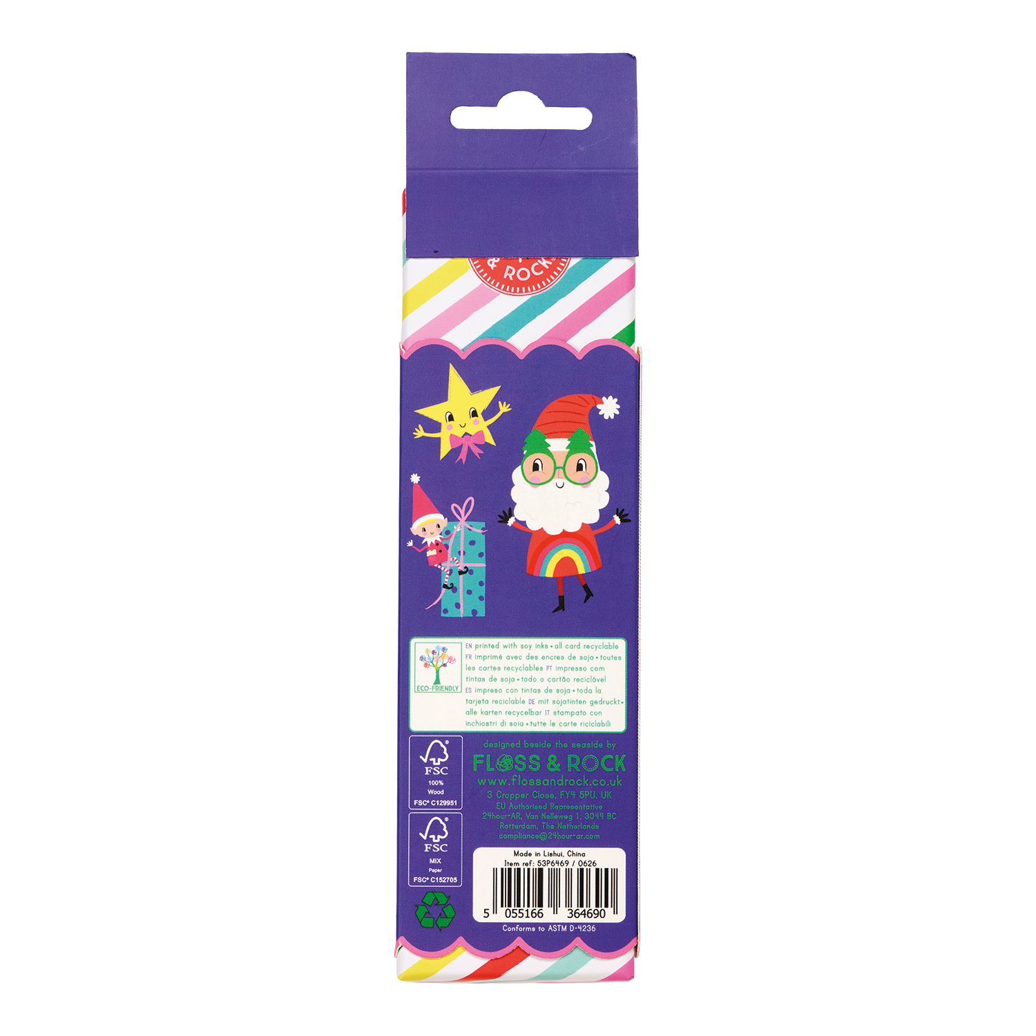 Set of 6 Coloured Pencils in a reusable box - Christmas design
