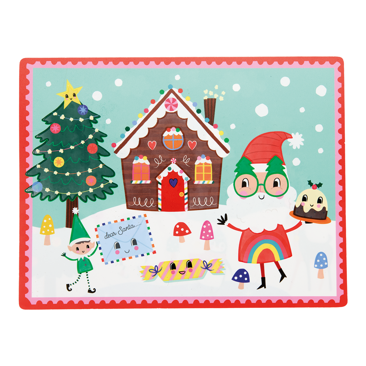 Reusable mess-free Placemat to draw on (Christmas design)