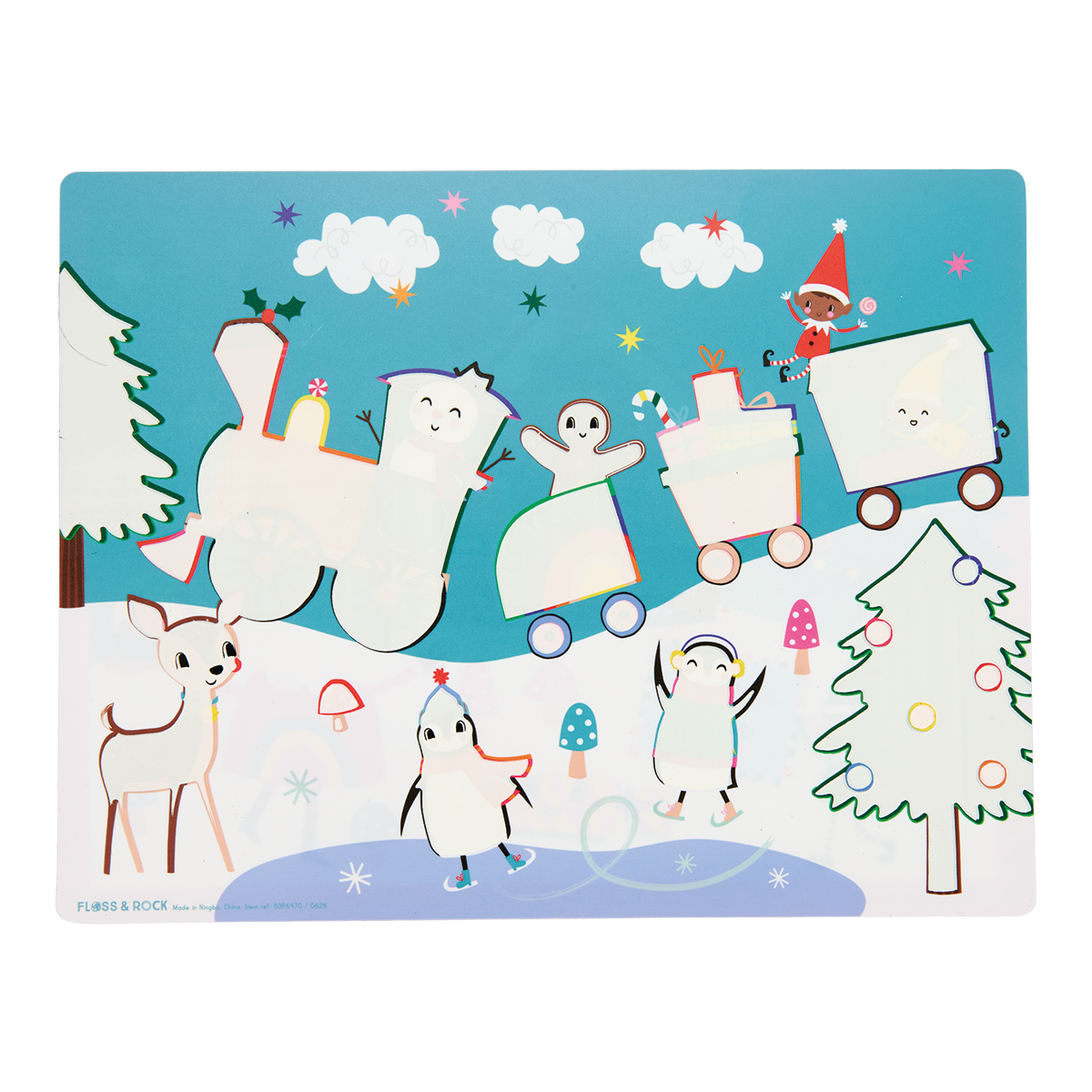 Reusable mess-free Placemat to draw on (Christmas design)