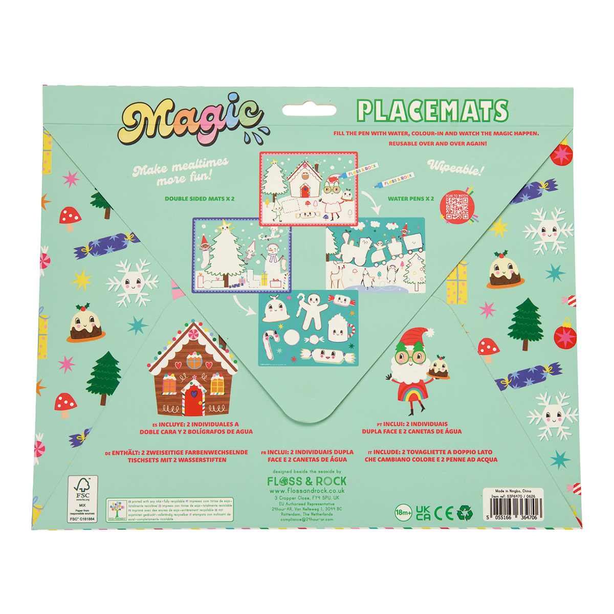 Reusable mess-free Placemat to draw on (Christmas design)