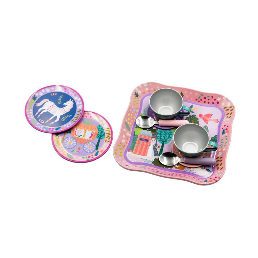 Musical Tin Tea Set 11 Piece - Fairy Tale