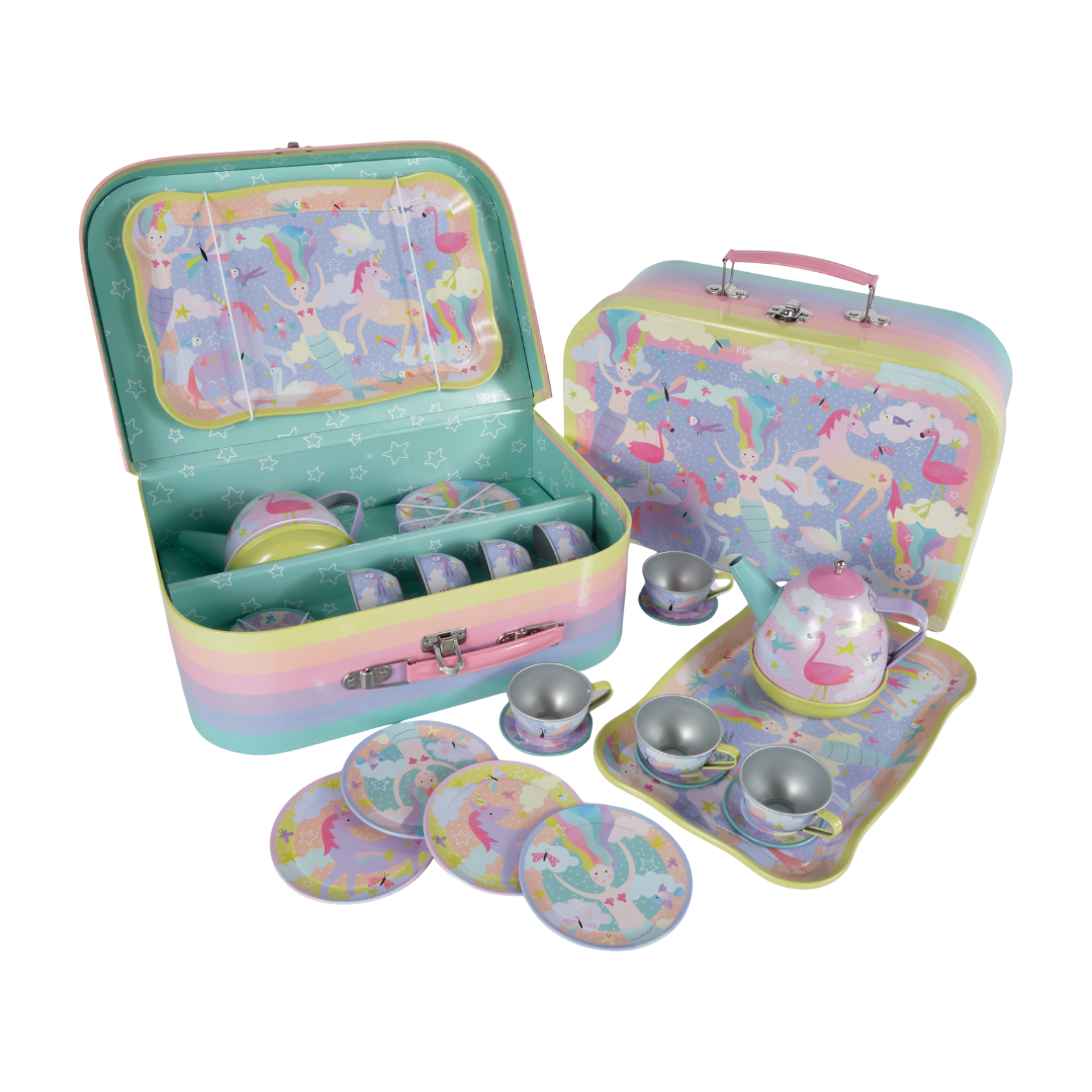 Musical Tin Tea Set 15 Piece - Fantasy