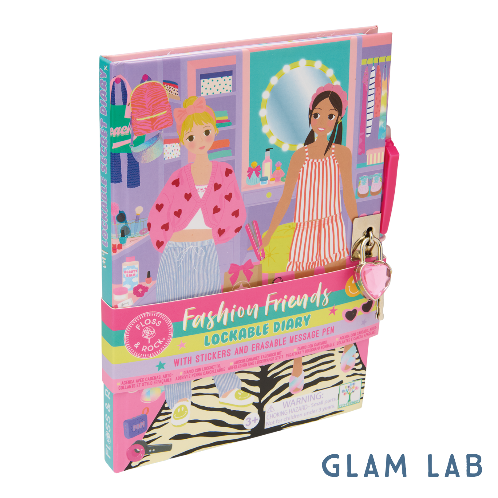 Fashion Friends Secret Diary | Children's Lockable Diary & Pen | Floss & Rock