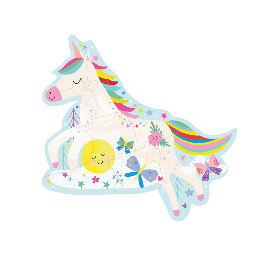 12 Piece Shaped Jigsaw in Shaped Box - Rainbow Unicorn