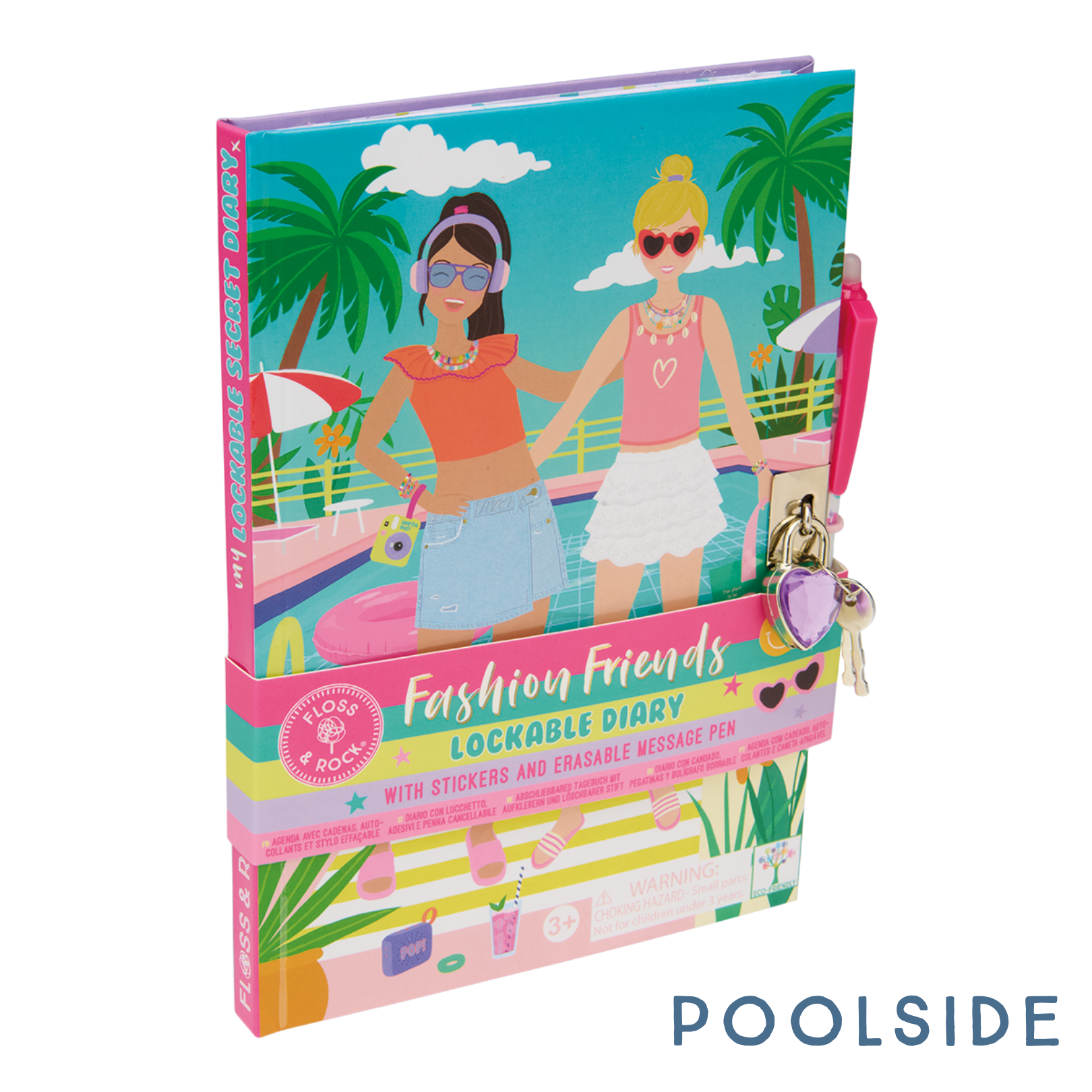 Fashion Friends Secret Diary | Children's Lockable Diary & Pen | Floss & Rock