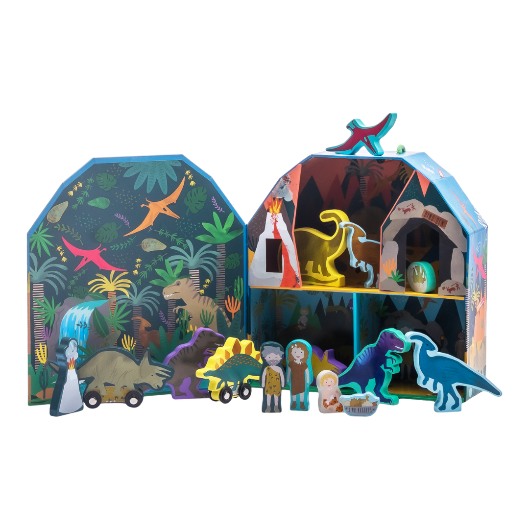 Playbox with Wooden Pieces - Dinosaur