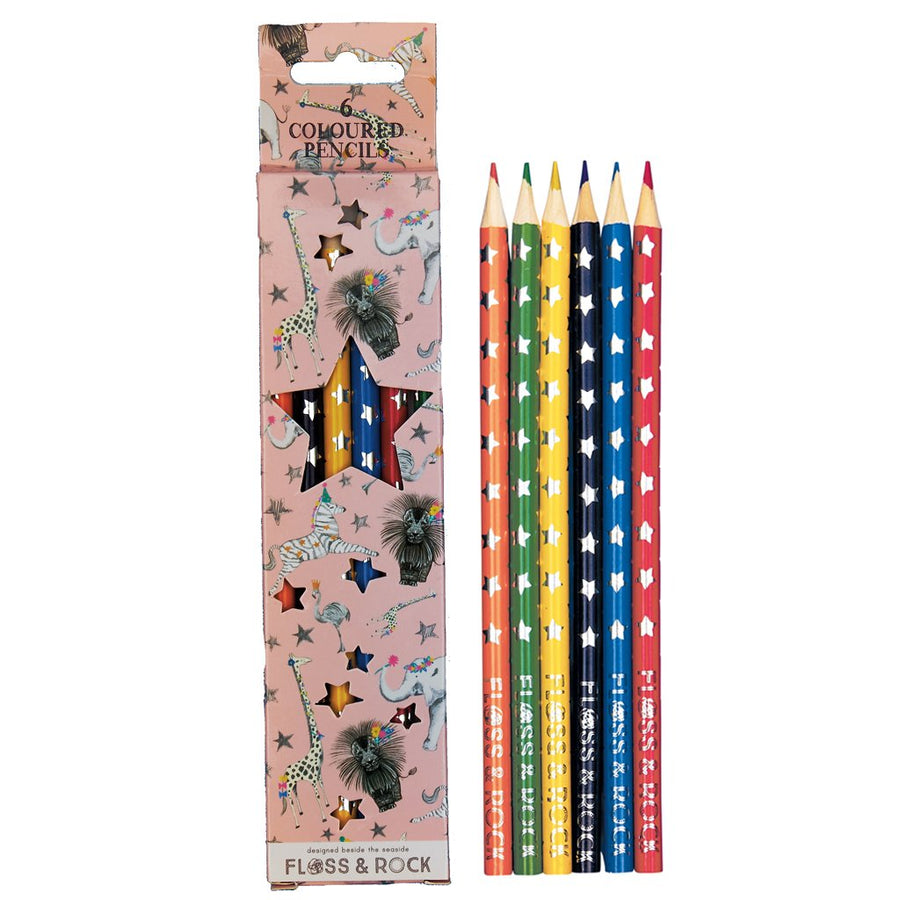 Coloured Pencils 6 Pack - Party Animals