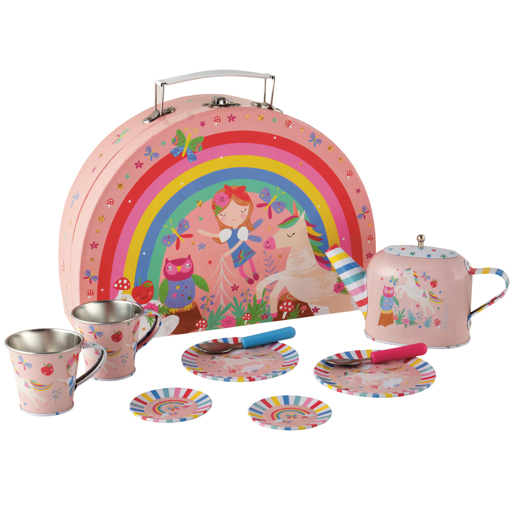 TIN TEA SET 10 PIECE - RAINBOW FAIRY TIN TEA SET 10 PIECE - RAINBOW FAIRY